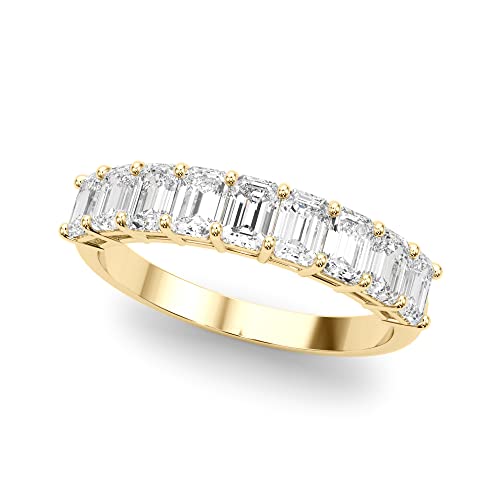 JewelMore 1 Carat Emerald Lab Grown Nine Stone Band