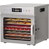 フードドライヤー 6~18層 食品乾燥機 ステンレス鋼 電気食品脱水機 400~2000W 高効率360°熱風循環 30～90℃/0～24時間自由調節 過熱防止機能内蔵 受け皿付きフード乾燥 タイマー付き 干小魚 花茶 ペット用お New-8 Trays