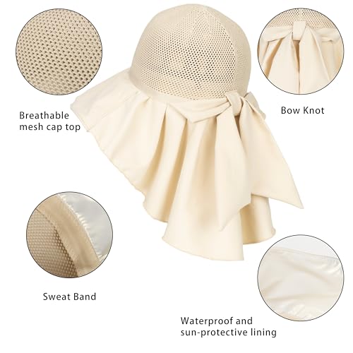 Sombreros de malla para mujer con protección UV y bufanda miniatura 3
