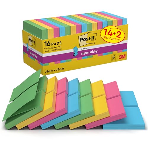 Post-it Z-Notes Autocollantes Super Sticky feuillets 76 mm x 76 mm pour rappel