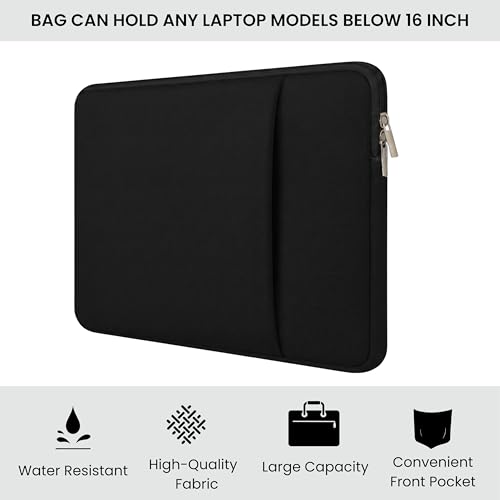 Image of Futopia Laptop Sleeve15.6-16 Inch with Handle, Water Resistant Case, Soft Padded Interior Cover Compatible for Laptops & Notebook Bag for Office, College & Travel (Black)