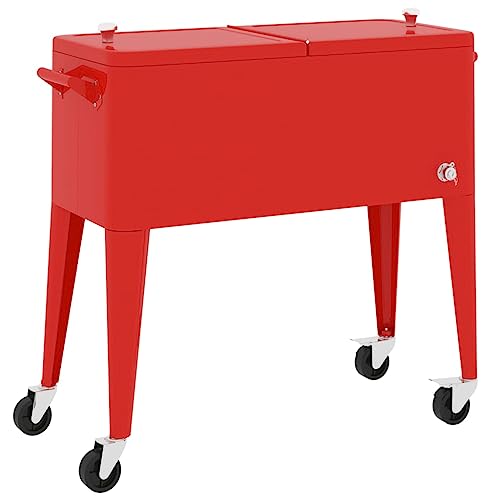 vidaXL Carrito Nevera con Ruedas Rojo 92x43x89 cm