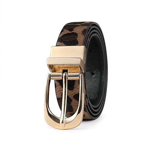 Women Leather Belt Fashion Leopard Print Faux Leather Waist Belts with Gold Buckle For Jeans Dress2