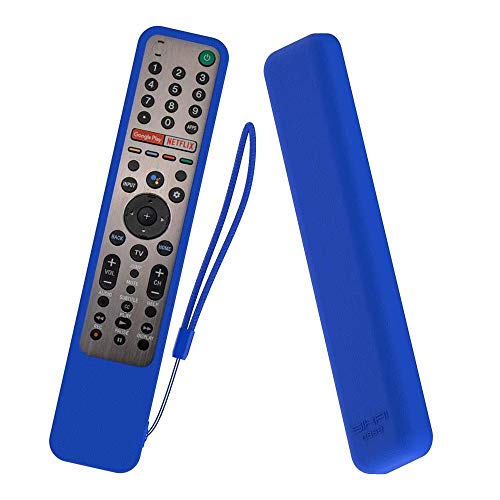 Image of Oboe Sikai Silicone Case for Sony Smart Tv Voice Remote RMF-TX600U RMF-TX500E Shockproof Protective Remote Cover Skin-Friendly Anti-Dirt Anti-Slip Anti-Lost with Remote Loop (Blue)