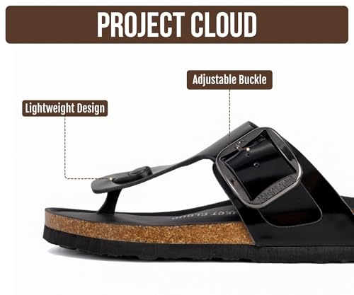 Image of Project Cloud Womens Sandals 100% Genuine Leather Thong Sandals for Women - Memory Foam Insole Women Sandals - Non-Slip Flip Flops for Women - Lightweight Sandals Women Footwear 2026