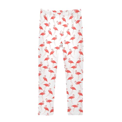 ALAZA Girls' Leggings Children's Yoga Pants Skinny Printed Dance Flamingo White Comfortable 4T