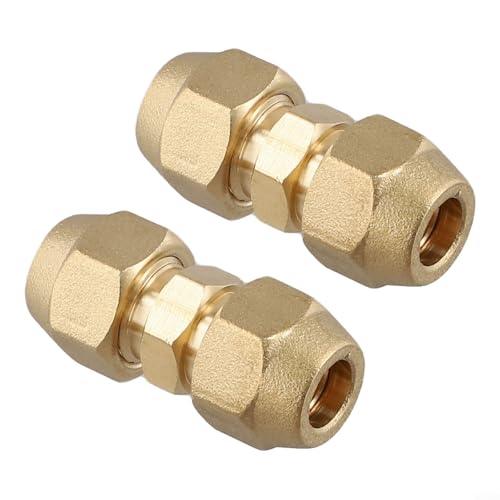 Gdfnmogo 2pcs doble para tubos de cobre, extensión de tubo de aire acondicionado, conector de tubo de latón, diseñado para robustez y durabilidad (3/8 (9.52 mm)