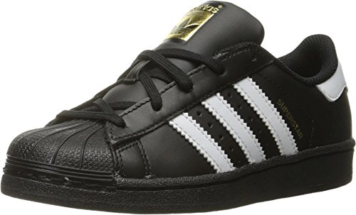 adidas Originals unisex child Superstar Sneaker, Black/White/Black, 12.5 Little Kid US