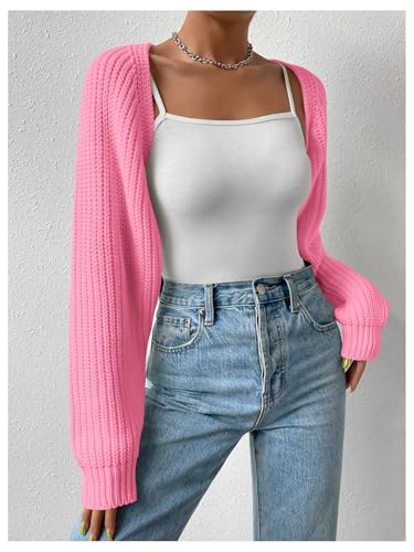 Image of Verdusa Women's Y2k Cropped Cardigan Sweaters Lightweight Knit Open Front Bolero Shrugs Spring Fall Outfits