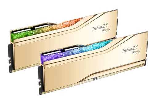 G.SKILL Trident Z5 Royal Series DDR5 RAM (Intel XMP 3.0) 32GB (2x16GB) 7200MT/s CL34-45-45-115 1.40V Desktop Computer Memory U-DIMM - Gold (F5-7200J3445G16GX2-TR5G)