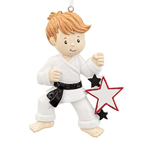 Uniqxmas Personalized Karate Christmas Ornament 2023 - Free Customization | Customized Karate Boy Figurine With Stars For Xmas Tree | Kung Fu Martial Arts Master Gi Keepsake - Custom Name & Year #TOP1
