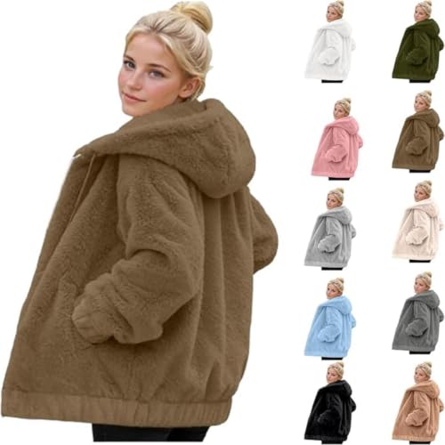 Sherpa Jacket Women Winter Full Zip Fuzzy Fleece Oversized Coats with Hood - image 1