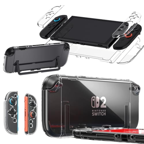 QUEEN OF TRIDENT Switch 2 クリアケース, 保護カバー, PC材質, 分体式設計, ドック対応, 超薄型軽量, 全面保護, 2025モデル対応, クリスタルクリア