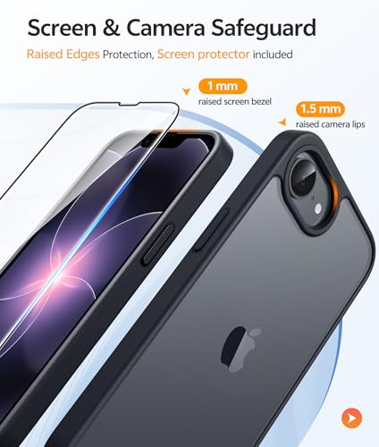 Image of FNTCASE for iPhone 17e Case: iPhone 16e Phone Case [Compatible with Magsafe] Translucent Matte Cases with [Screen Protector] Military Grade Shockproof Protective Phone Cover - Matte Black