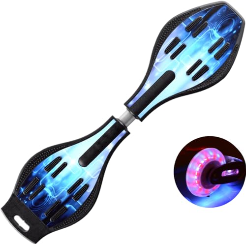 ERNAN Waveboard- Compact Lightweight Caster Board Kids/Teens. Waveboard Kinder Street Surfen Caster Torsion Skateboard Double Decks Casterboards Mit LED Leuchtrollen (Phantom Black)