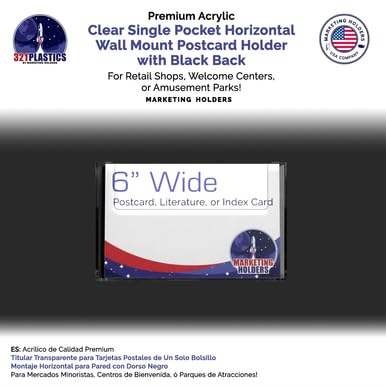 Marketing Holders 4 Pack Postcard Holder 6 Inch Wide Wall Mount Or Tabletop Index Card Display Clear Acrylic Literature Organizer Rack Single Pocket For Offices Retail Stores And Tradeshows