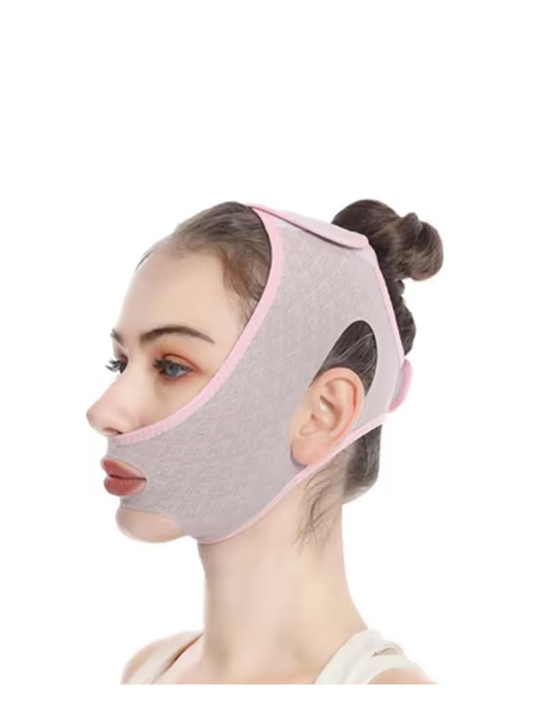 Facial Slimming Belt, Double Chin Reducer Reusable V-Shape Face Mask for Men & Women Facial Shaped UPLift Belt, Slim Cheeks Lifting Jaw Line Shaper Anti Wrinkle Strap Elastic Face Bandage(1 PCS)(J121) 1