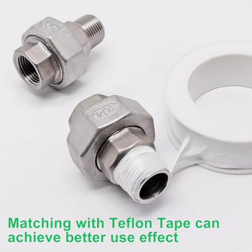 Image of 2Pcs Cast Pipe Fittings Union, 3 /8 inch NPT Female x 3 /8 inch NPT Male Thread 304 Stainless Steel Hex Head for Industrial, Class 150