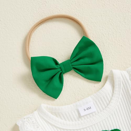 BemeyourBBs St Patricks Day Baby Girl Outfit Shamrock Long Sleeve Bubble Romper Jumpsuit Headband Infant Cute Spring Clothes4