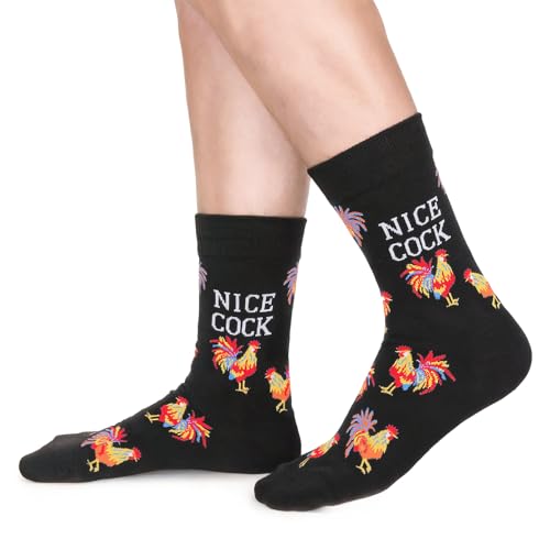 Bibalabili Funny Novelty Socks, Unisex Novelty Gifts Cotton Socks for Men, Women and Teens (Nice Cock)