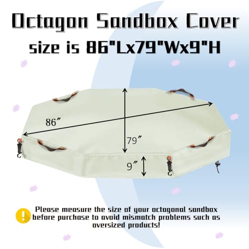 Image of NGB Octagonal Sandbox Cover, 600D Waterproof Oxford Cloth Sandbox Protector with High-Efficiency Windproof Hooks 4, Easy-to-Find Reflective Handles and Fixed Elastic Drawstring (Beige, 85 inchx78 inchx9 inch)