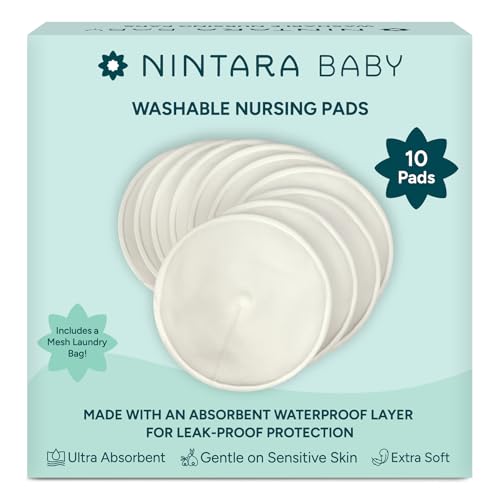 Image of Nintara Baby Reusable Nursing Pads - Pack of 10 with Laundry Bag