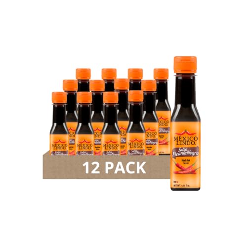Image of Mexico Lindo Picante Negra Hot Sauce | Light & Spicy | 8,400 Scoville Level | Great with Asian Food, Seafood & Meat | 5 Fl Oz Bottle (Pack of 12)