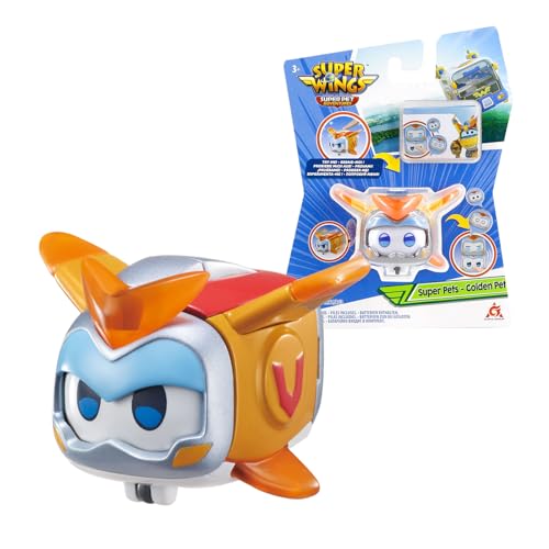 Super Wings Super Pet Golden Boy, Effet Lumineux Scintillant, Jouet pour Garçons et Filles de 3 4 5 6 7 8 Ans, Multicolore, 2