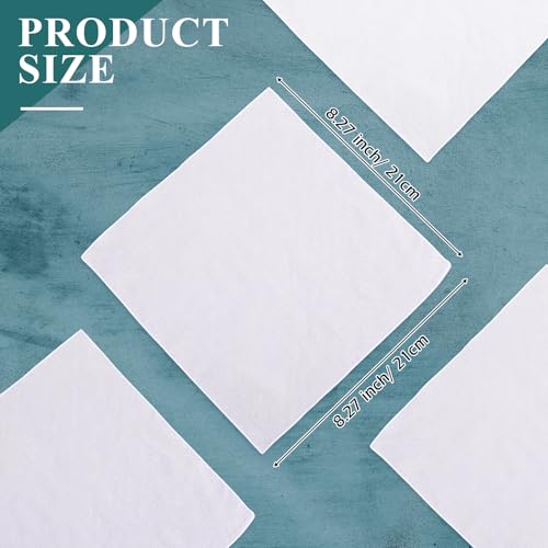 Image of Leinuosen 100 Pcs White Handkerchiefs for Men, 8.3 inch Cotton Hankie Bulk Set, Classic Pocket Square for Wedding, DIY Embroidery