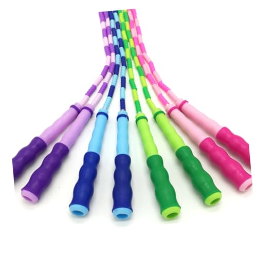 TOYMYTOY 2個 竹節跳び縄跳び 緑 紫 用ジャンプロープ 軽量 人間工学ハンドル採用 エクサ 学校体育 家用に