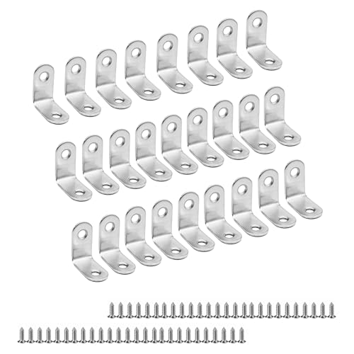 Winkelverbinder Set - 26 Stück 20 × 20mm Edelstahl Winkel Metal mit 52 M4-Schrauben für 90 Grad Fixierung von Möbel, Tisch, Stuhl, Fenster & Eckverbindungen
