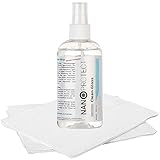 Nanoprotect Clean Gloss | Edelstahlreiniger und Edelstahlpflege | 250 ml | Spray gegen Schmutz und Fingerabdrücke | Keine öligen Rückstände | 2 Spezialtücher gratis | für ca. 200 m²