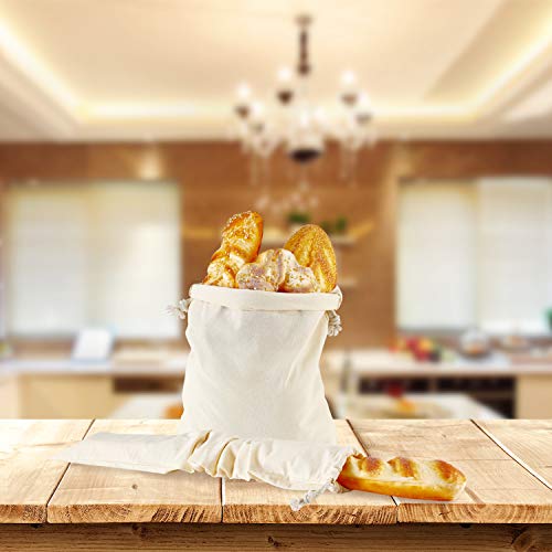 HXMLS 5Park Linen Bread Bags,Reusable Drawstring Bag For Loaf, Homemade Artisan Bread Storage Bag,Linen Bread Bags For Baguette - Thumbnail 6