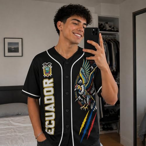 Custom Ecuador Baseball Jersey - Personalized Ecuador Pride Sport Name Number Shirts - Softball Uniform Gifts Men Women Kids miniatura 2