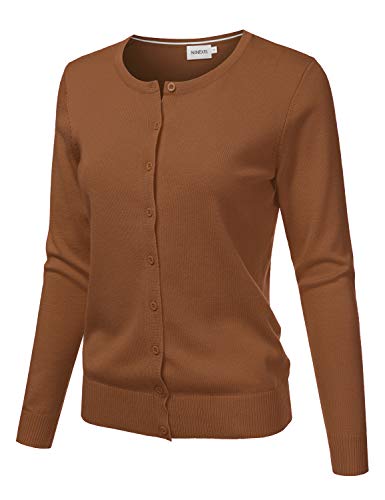 JJ Perfection Basic Button Down Soft Knitted Cardigan Long Sleeve Crew Neck Casual Sweater Jackets for Womens with Plus Size2