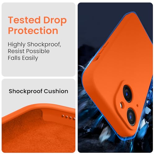 Image of FireNova Designed for iPhone 14 Case, Silicone Upgraded [Camera Protection] Phone Case, Soft Anti-Scratch Microfiber Lining Inside, 6.1 inch, Neon Orange