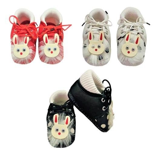 Cartoon Character Baby Shoes & Sandals Combo Pack of 3 Cotton Booties with Safe Anti Skid EVA Sole Multi 9-12 Months-image-37
