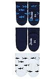 Sterntaler Unisex Sneaker-Söckchen, Hai-Motive, 3er-Pack, Alter: 5-6 Jahre, Größe: 27/30, Blau (Marine)