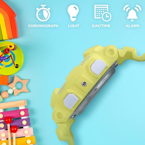 Image of Carlington Kids Digital Watch for Boys and Girls Age 3 to 14 Years Multicoloured Band with Alarm and Date Display - 9121