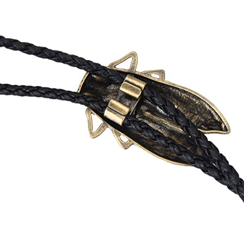 Image of Jeilwiy Bolo Tie for Men Western Cowboy Tie Necklace Gold Bolo Tie Leather Necktie Halloween Tie Accessories for Women