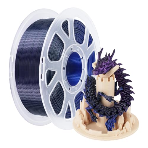 Image of Kingroon PLA Filament, Multicolor Silk PLA Filament, Tri Color 3D Printer Filament, 1.75 mm, Dimensional Accuracy + /- 0.03 mm, 1kg Spool(2.2lbs), Black Blue Purple
