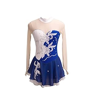 Meisjes Kunstschaatsen Jurk, Gymnastiek Maillots Schaatsen Concurrentie Kostuum Lange Mouwen Dans Kostuums Voor Meisje Volwassen FiveShops (Color : L, Grootte : XS)