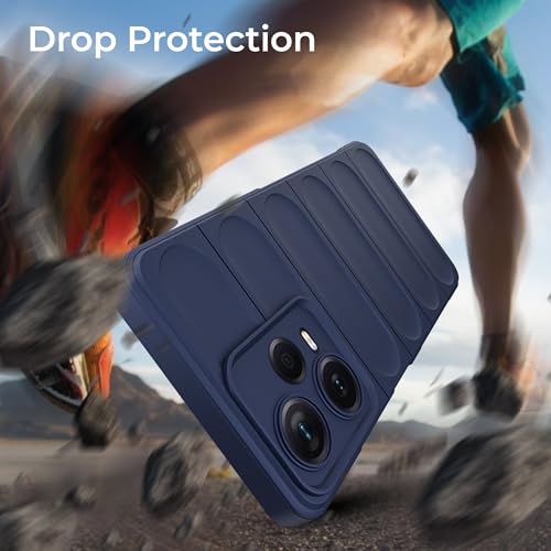 Image of A rtistque Liquid Silicone Stripes Back Cover Case for Mi Redmi Note 12 Pro Plus 5G | with Camera Protection | with Inner Fabric | Anti Slip Grip | AirBag Case - Blue