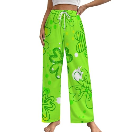 Pantalon de pyjama femme bas de nuit trèfle confortable taille S
