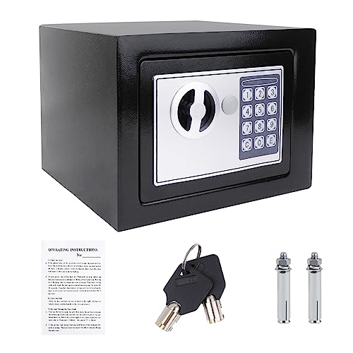 Cassaforte per mobili, ignifuga, impermeabile, con serratura a combinazione e 2 chiavi, in acciaio inox, da parete, per casa, ufficio, scuola, hotel, 23 x 17 x 17 cm, 4,6 l, colore nero