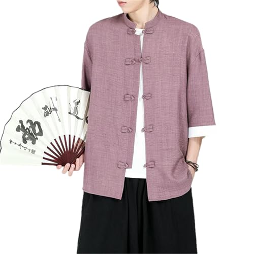 Chemise courte homme Kung Fu en lin léger style rétro chinois d'été