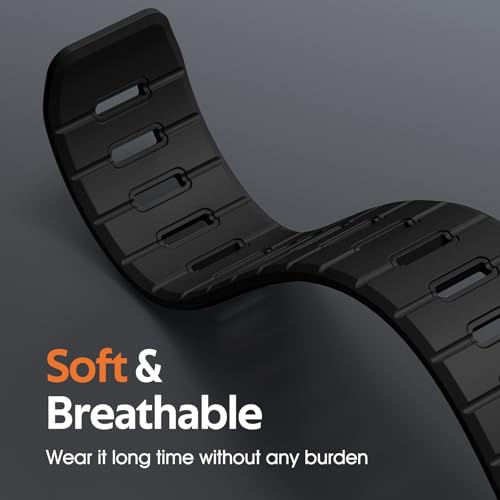 Odbeai Magnetic Sport Band Compatible with Apple Watch Ultra 3 2/Ultra Band for Men 44mm 46mm 49mm 45mm 42mm,Strong Magnet Outdoors Breathable Silicone Strap for iWatch All Series 11 10 9-1 SE,Black — view 3