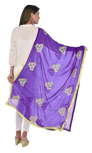 Image of Youthquake Golden Embroidered Work Chiffon Dupatta For Womens & Girls With 4 Side Gold Lace