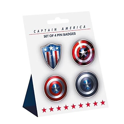 Lot de 4 pin's Captain America Marvel par Half Moon Bay pour fans