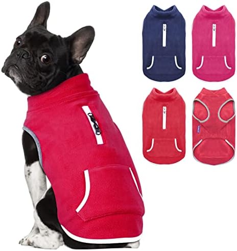 cyeollo Christmas Fleece Dog Sweater Coat Warm Sweatshirt Vest Soft Reflective Jacket Pullover Dog Winter Coats Lightweight Dog Sweaters for Dogs